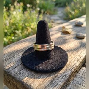 Unisex Stainless Steel Triple Row Band Ring Silver Size 10.25 (China Sz 21) NEW